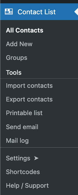 Contact List Pro plugin