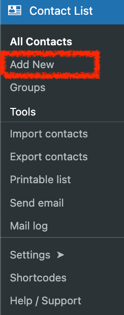 Add New Contact - Contact List Pro