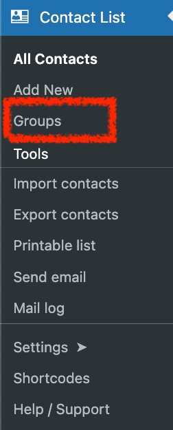 Create New Group - Contact List Pro