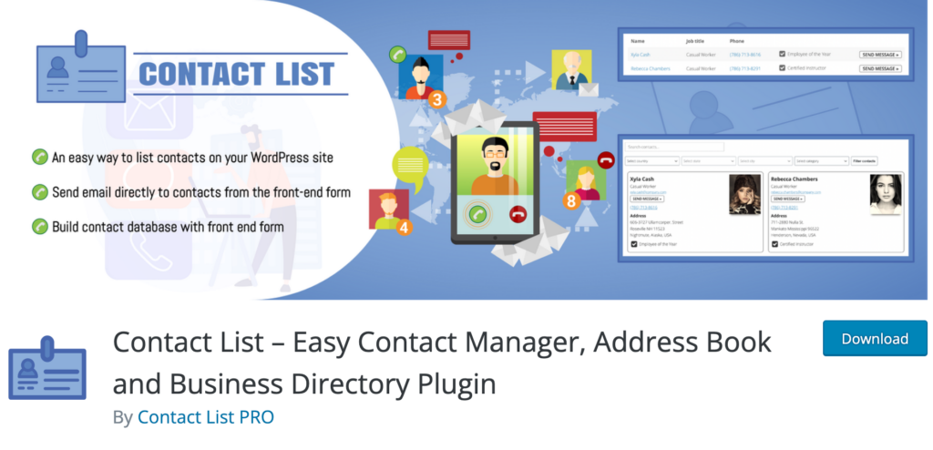 WordPress Contact List Plugin