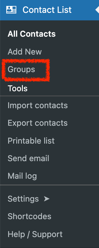 Groups Contact List plugin