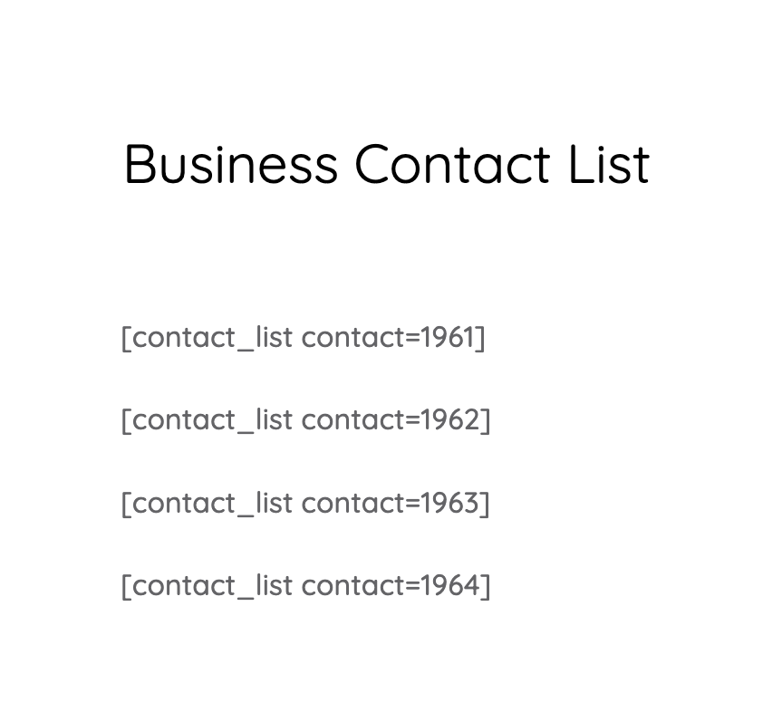 Contact List Shortcodes