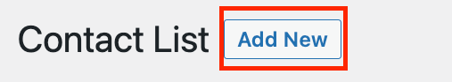Contact List Plugin- Add New Contact