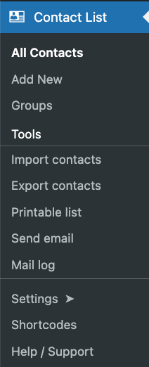 Plugin liste de contacts