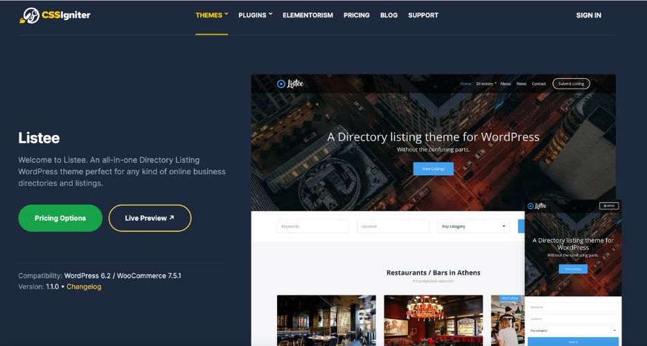 Listee - Best WordPress Business Directory Plugins